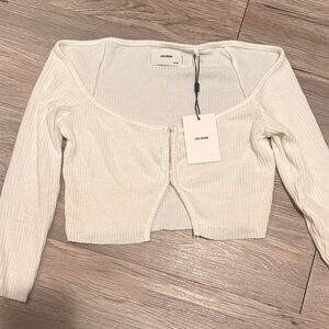 Joah brown Women's Off-White Ribbed Crop Top